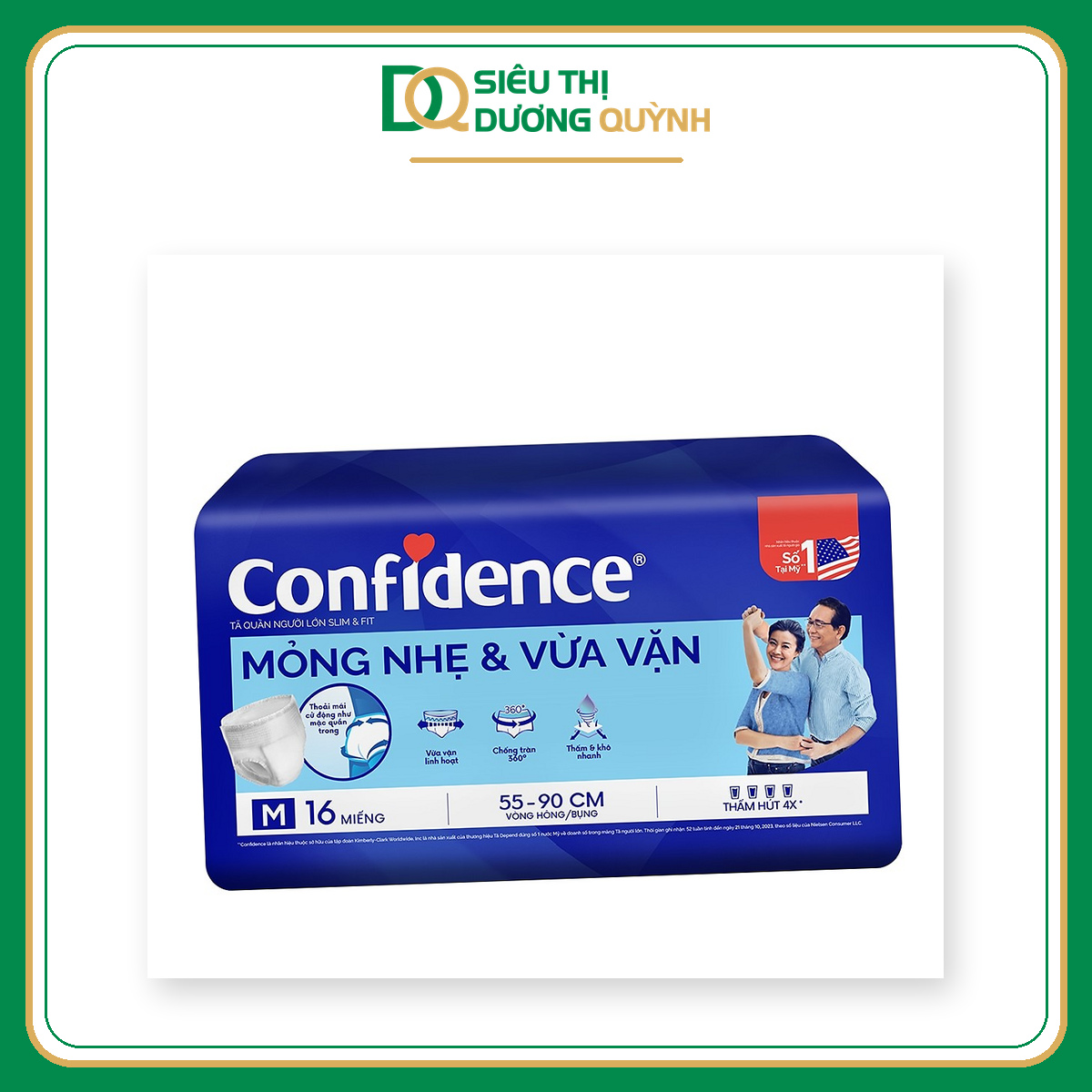 Tã quần người lớn Confidence Slim&Fit size M - 16 miếng