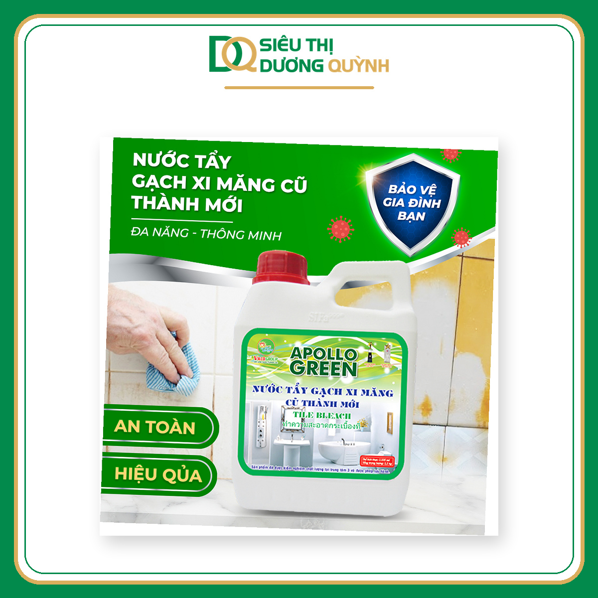 Tẩy gạch Apollo Green 1200gr
