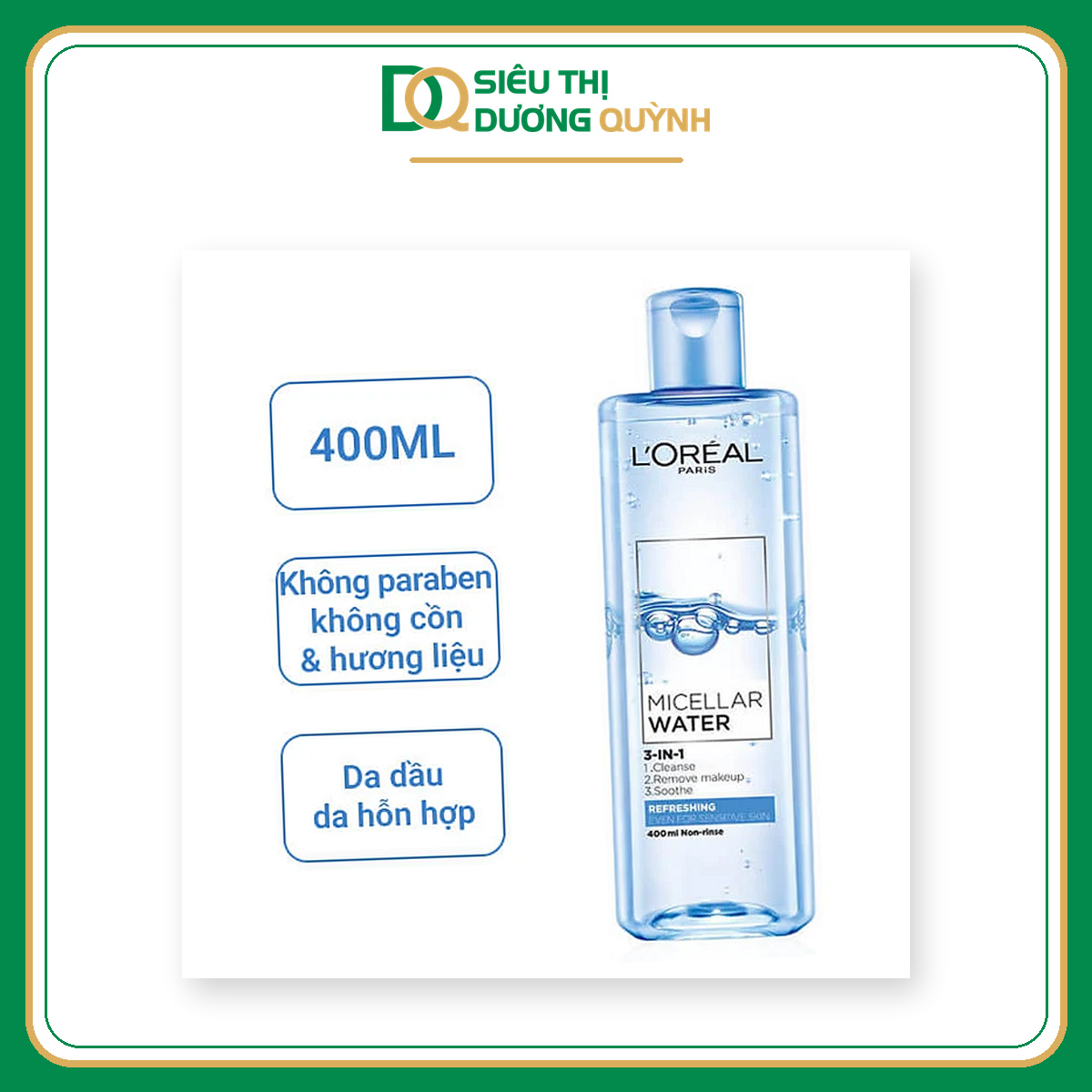 Nước tẩy trang L'Oréal Paris Micellar Water tươi mát 400ml