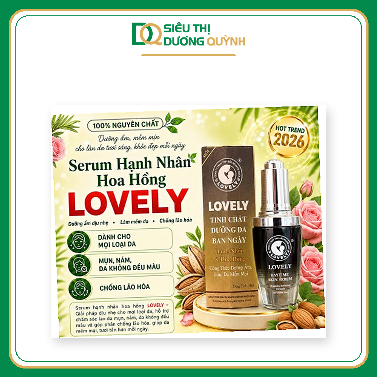 Serum dầu dừa và hoa hồng Lovely 30ml