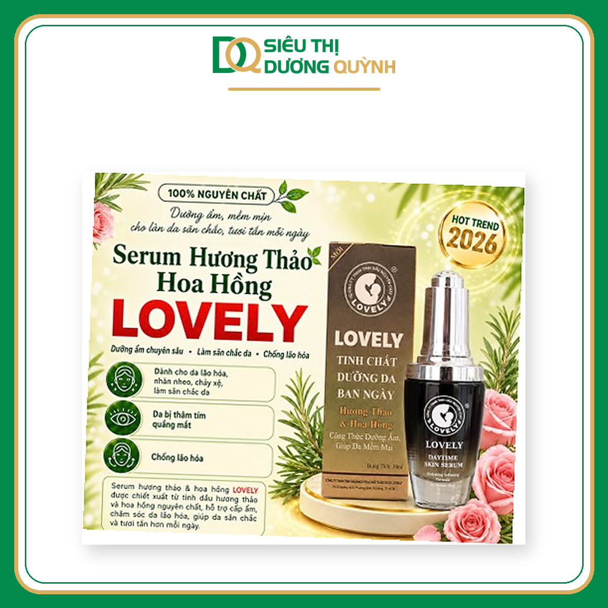 Serum tinh dầu hương thảo và hoa hồng Lovely 30ml