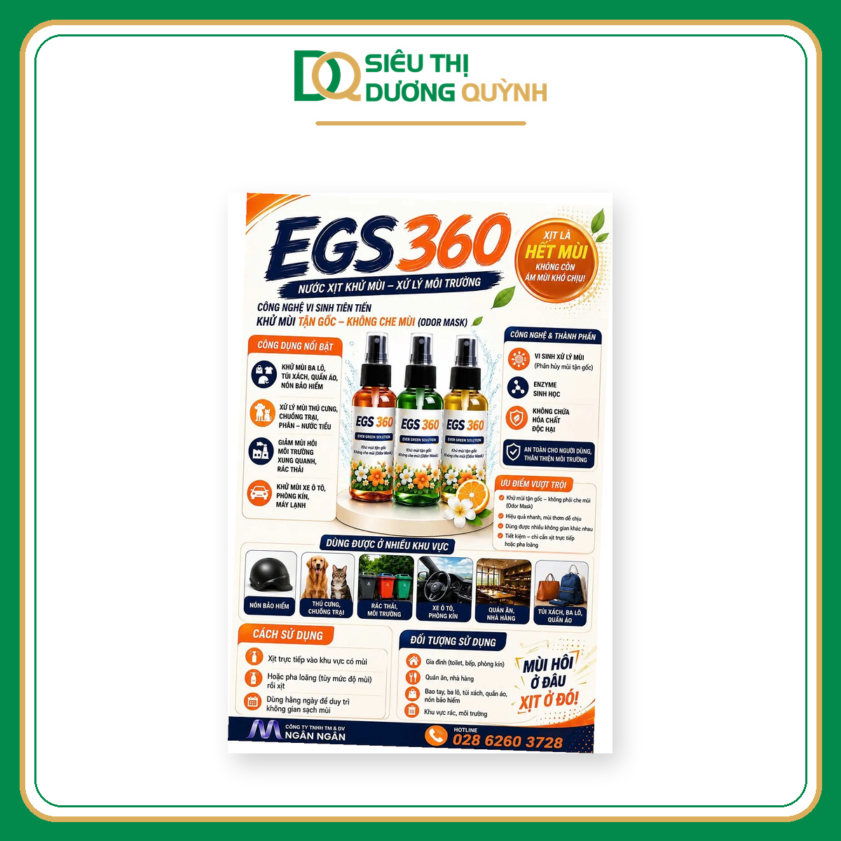 Xịt khử mùi lưu hương EGS360 50ml