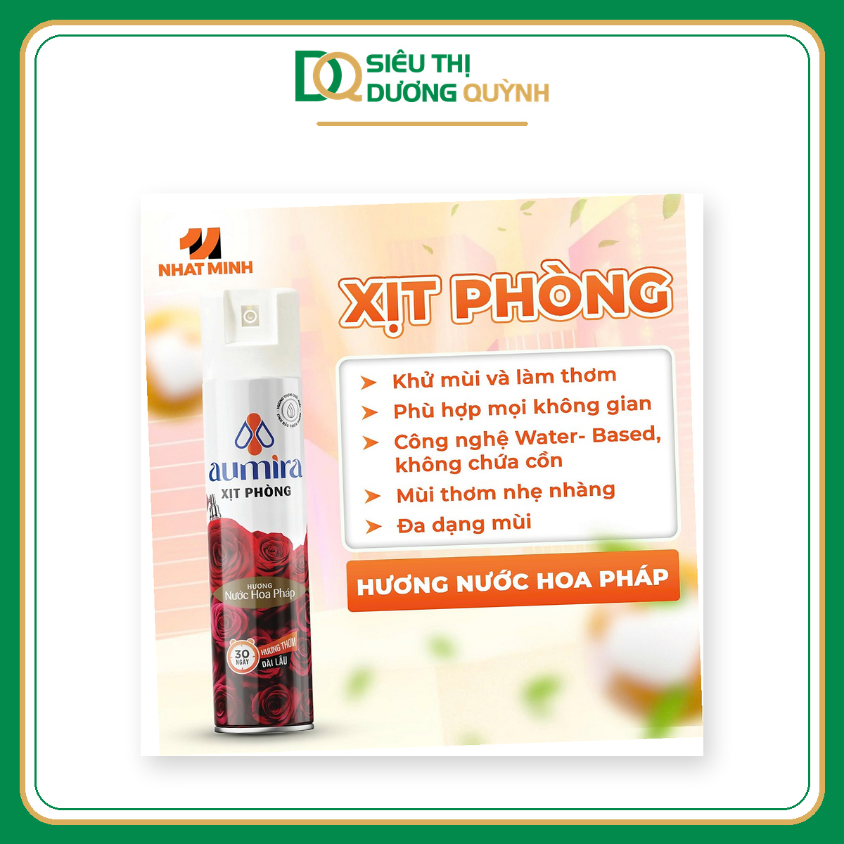 Xịt phòng Aumira nước hoa Pháp 280ml